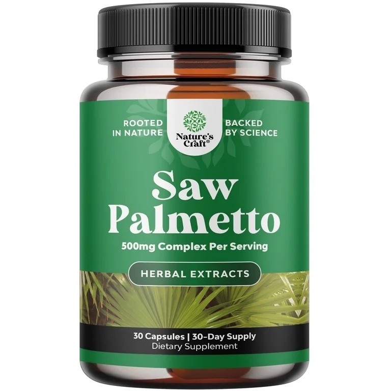 Natures Craft Extra Strength 500mg Saw Palmetto Complex for Prostate and Urinary Support, 30 Ct