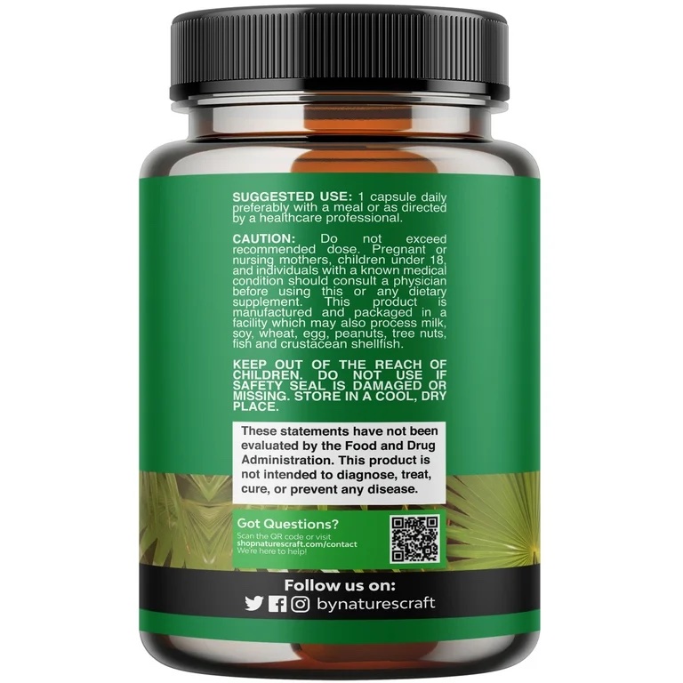 Natures Craft Extra Strength 500mg Saw Palmetto Complex for Prostate and Urinary Support, 30 Ct - Image 2