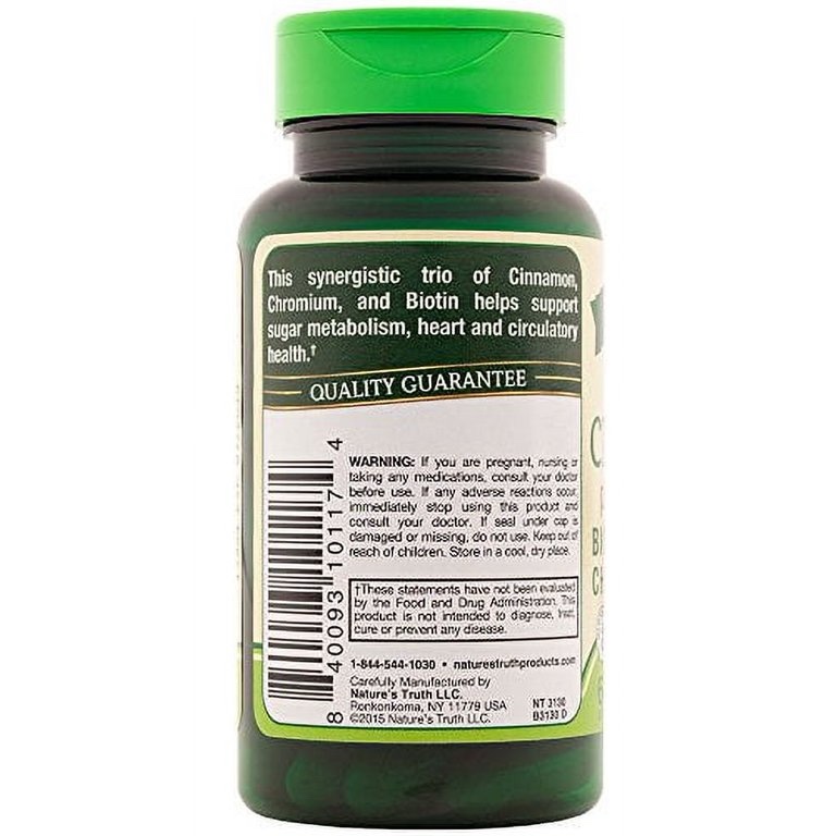 Natures Truth Cinnamon Capsules Plus Chromium & Biotin 2500mg 60 Count - Image 3
