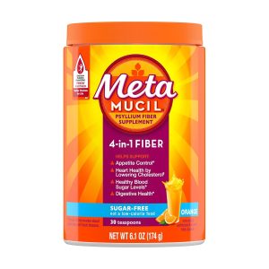 Metamucil Fiber Supplement, Sugar-Free Fiber Powder for Daily Digestive Health, Orange, 30 Servings Exp 05-2028