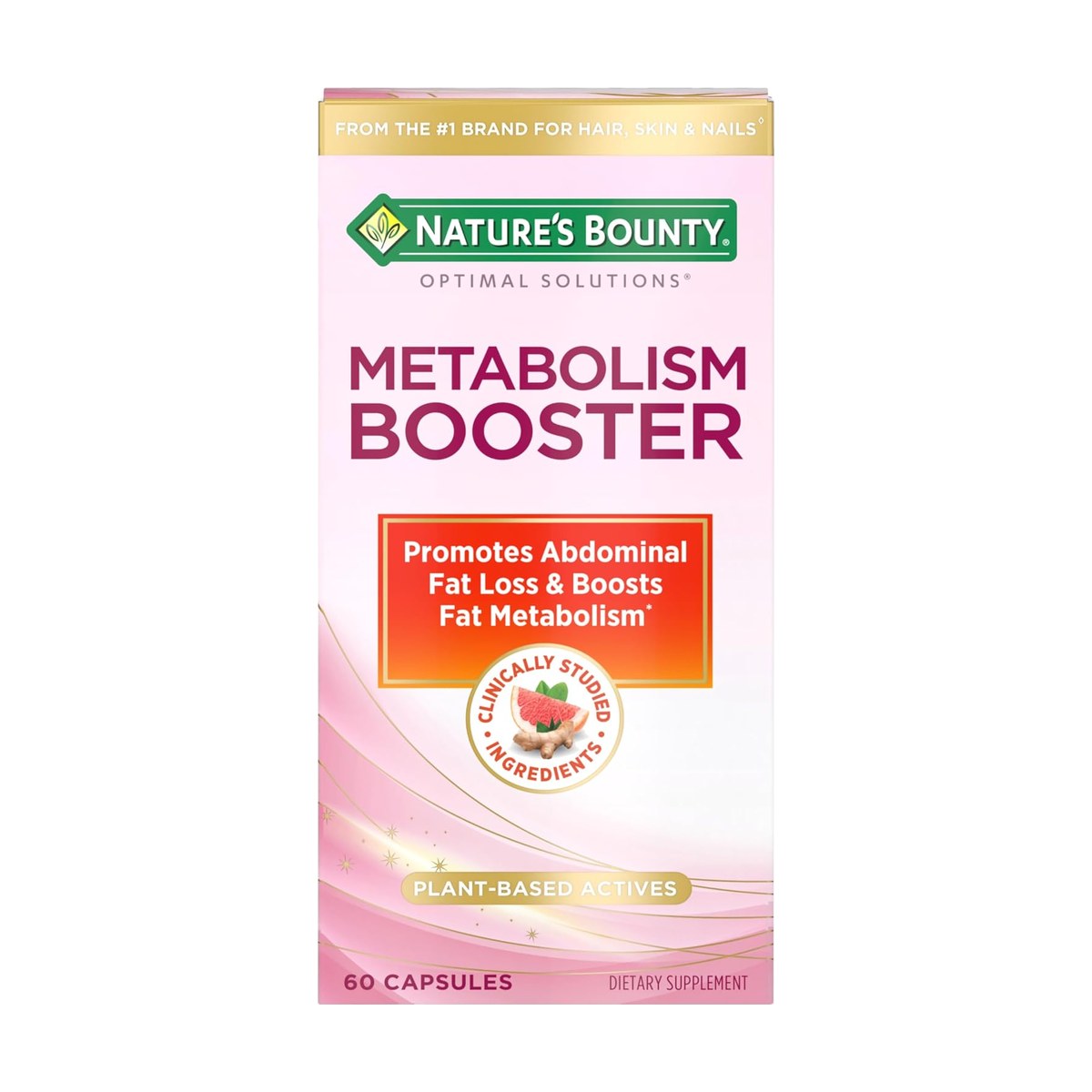 Nature's Bounty Optimal Solutions Metabolism Booster Capsules, Promotes Abdominal Fat Loss and Weight Management, 60 Ct, 30 Total Servings Exp 04-2027