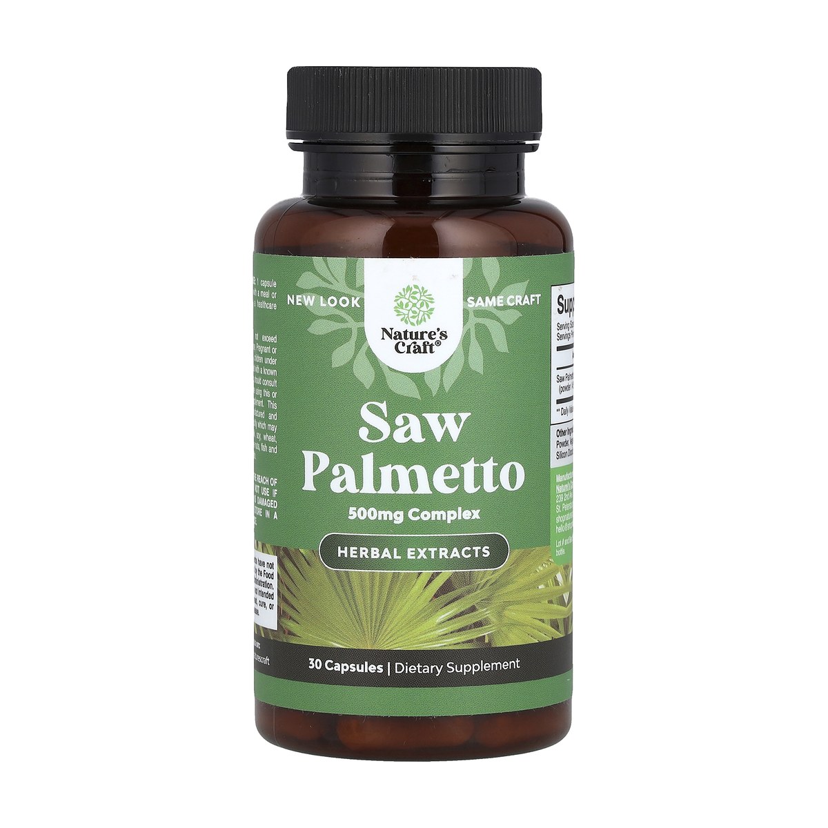 Natures Craft Extra Strength 500mg Saw Palmetto Complex for Prostate and Urinary Support, 30 Ct Exp 05-2027