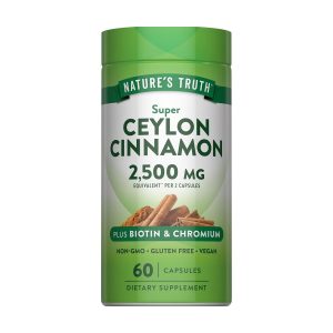 Nature's Truth Cinnamon Capsules Plus Chromium & Biotin 2500mg 60 Count Exp 08-2027