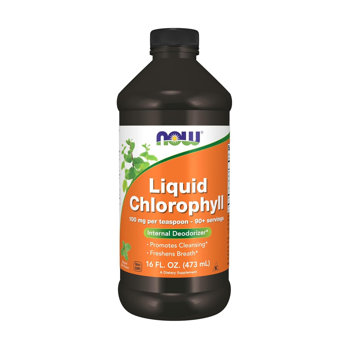 NOW Supplements, Liquid Chlorophyll, Super Concentrated, Internal Deodorizer, Mint Flavor, 16-Ounce Exp 06-2029