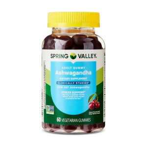 Spring Valley Ashwagandha Vegetarian Gummies for Stress Support Dietary Supplement, Cherry Flavor, 60 Count Exp 10-2026