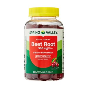 Spring Valley Beet Root Heart Health Dietary Supplement Gummies, Cherry, 500 mg, 60 Count Exp 12-2026