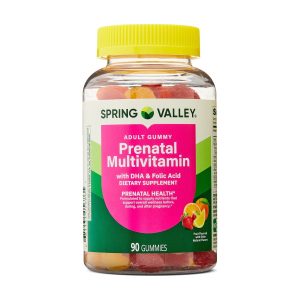 Spring Valley DHA and Folic Acid Prenatal Multivitamin Dietary Supplement Gummies, Fruit Flavor, 90 Count Exp 11-2026