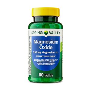 Spring Valley Magnesium Oxide Bone & Muscle Health Dietary Supplement Tablets, 250 mg, 100 Count. Exp 04-2027