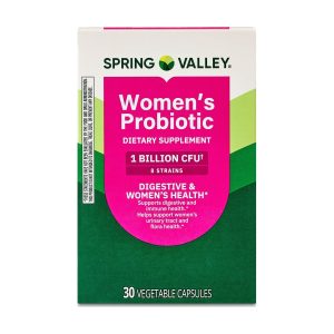 Spring Valley Women's Probiotic Dietary Supplement Vegetarian Capsules for Digestive Health, 30 Count Exp 03-2027