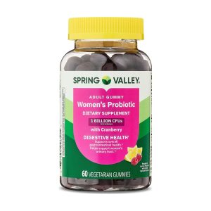 Spring Valley Women's Probiotic with Cranberry Vegetarian Gummies for Digestive Health, Raspberry Lemon, 1 Billion CFU, 60 Count Exp 11-2026