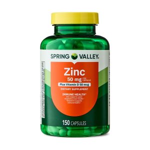 Spring Valley Zinc with Vitamin D, 50 mg, 150 Count, Dietary Supplement Capsules for Immune Health Exp 04-2027