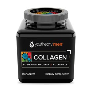 Youtheory Men Collagen Dietary Supplement Hair & Skin Support, 160 Count Exp 12-2027